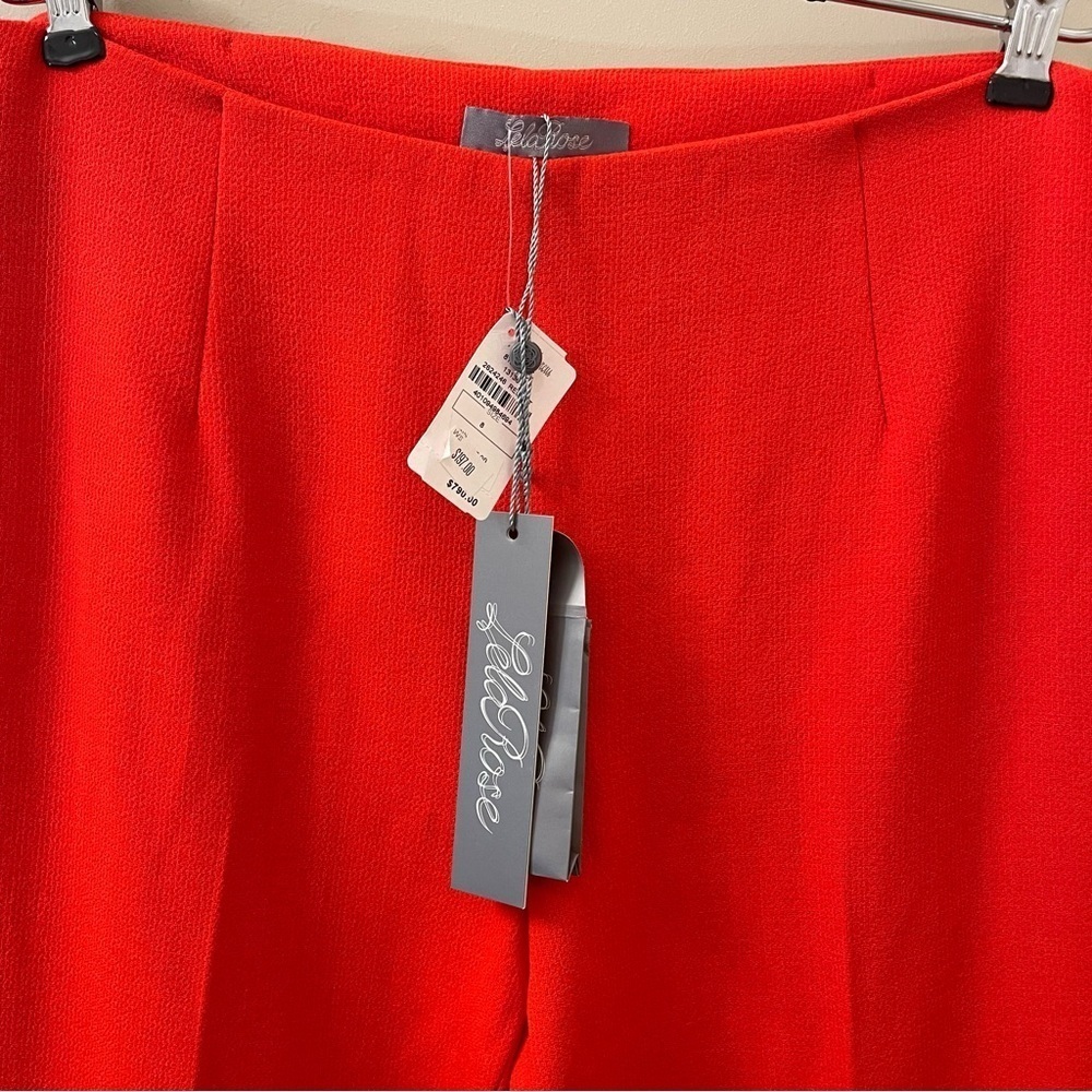 NWT LELA ROSE Button placket pants wool pants In Scarlet red size 8 holidays - Picture 6 of 12